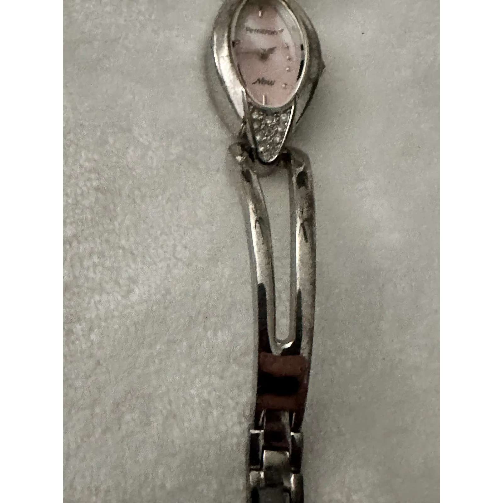 Armitron Now Silver Tone Bangle Watch Pink Face‎ Rhinestone Accent Womens - Image 6