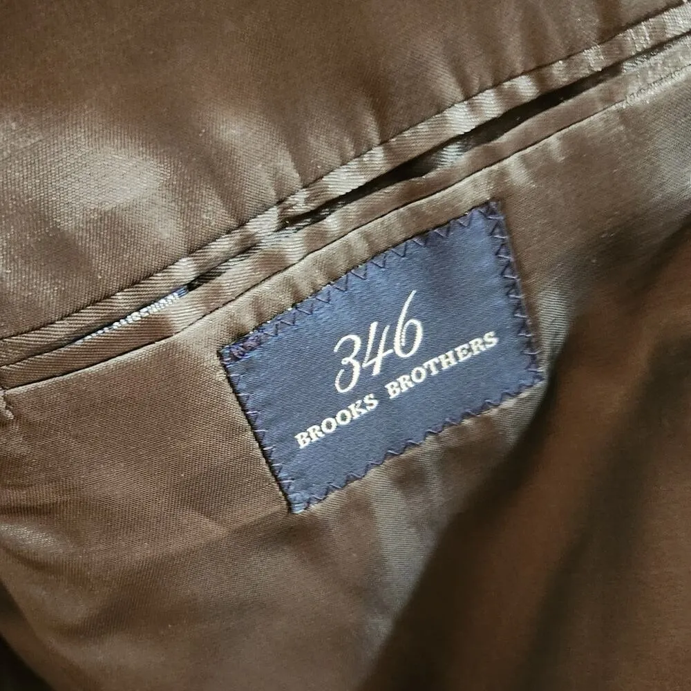 Brooks Brothers 346 Chevron Double Button Blazer Coat Jacket Brown Euro Size 42 - Image 8