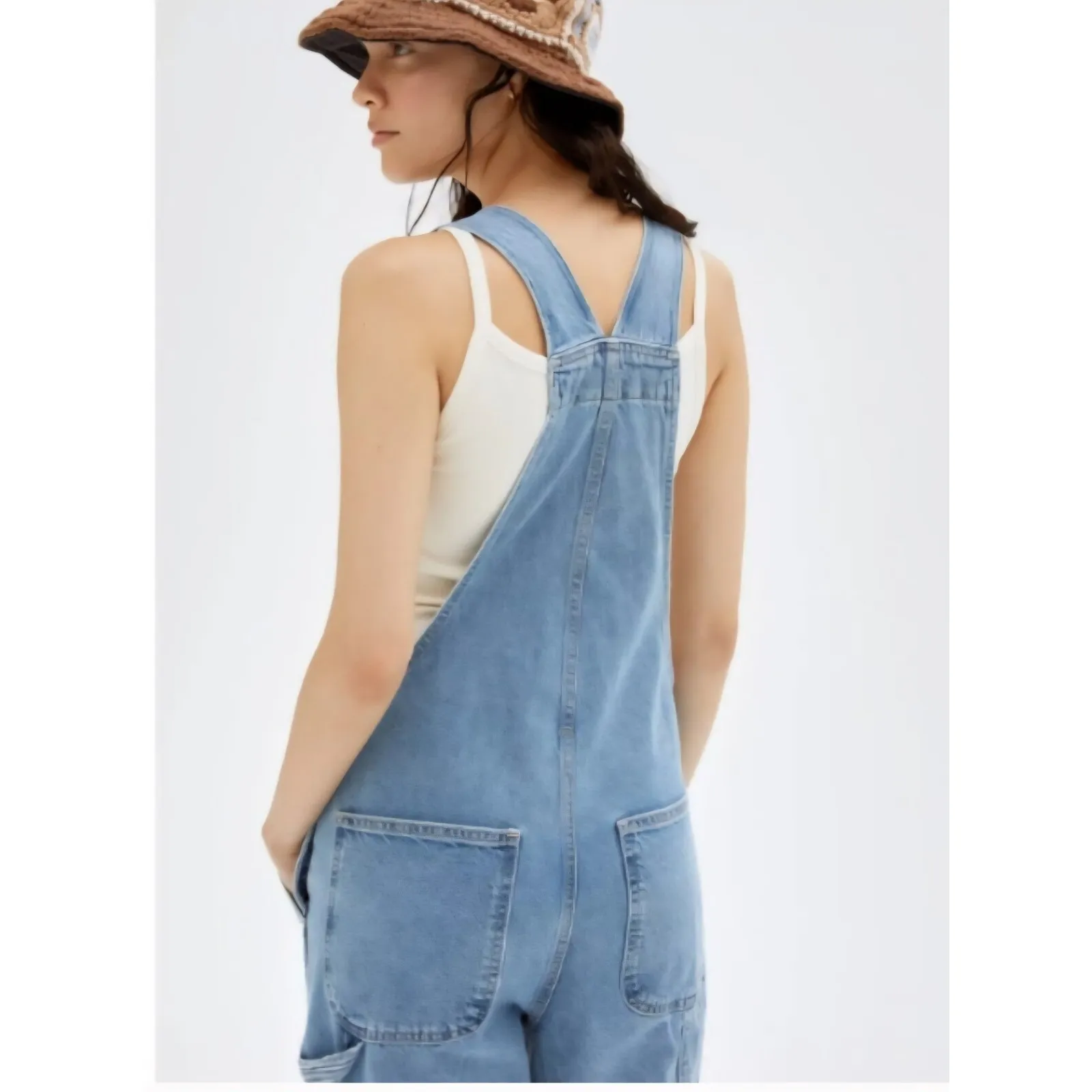 Aritzia Sundays Best Womens Overheard Light Wash Denim Carpenter Overalls NWT XL - Image 3