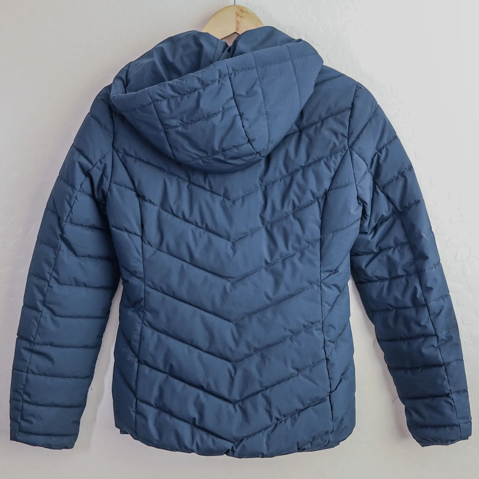 Lauren Ralph Lauren Quilted Hooded Puffer Jacket Women's M Navy Zip‎ Up - Image 3