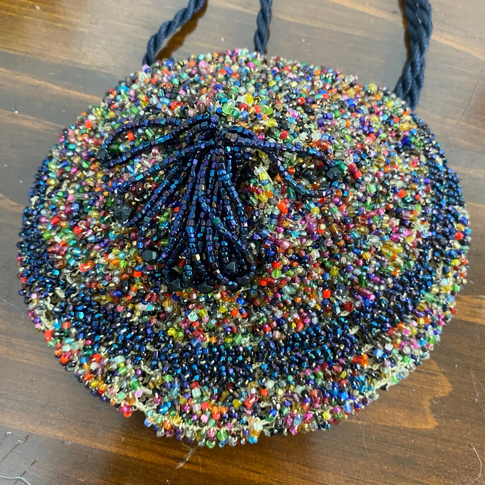 Beautiful Multicolor Confetti Beaded Drawstring Pouch Evening Bag - Image 9