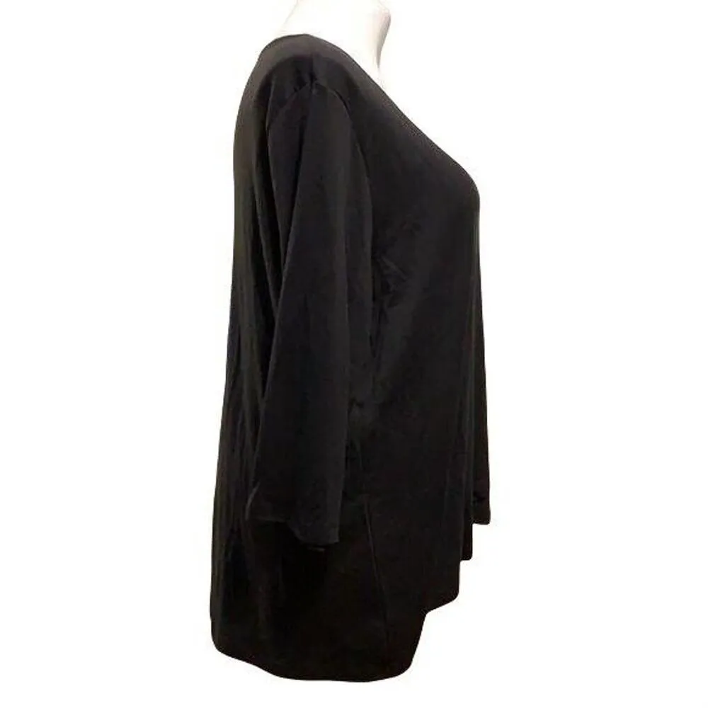 Karen Scott Womens Sweater Top Shirt Lightweight Pullover Tulip Hem Black 3X - Image 3