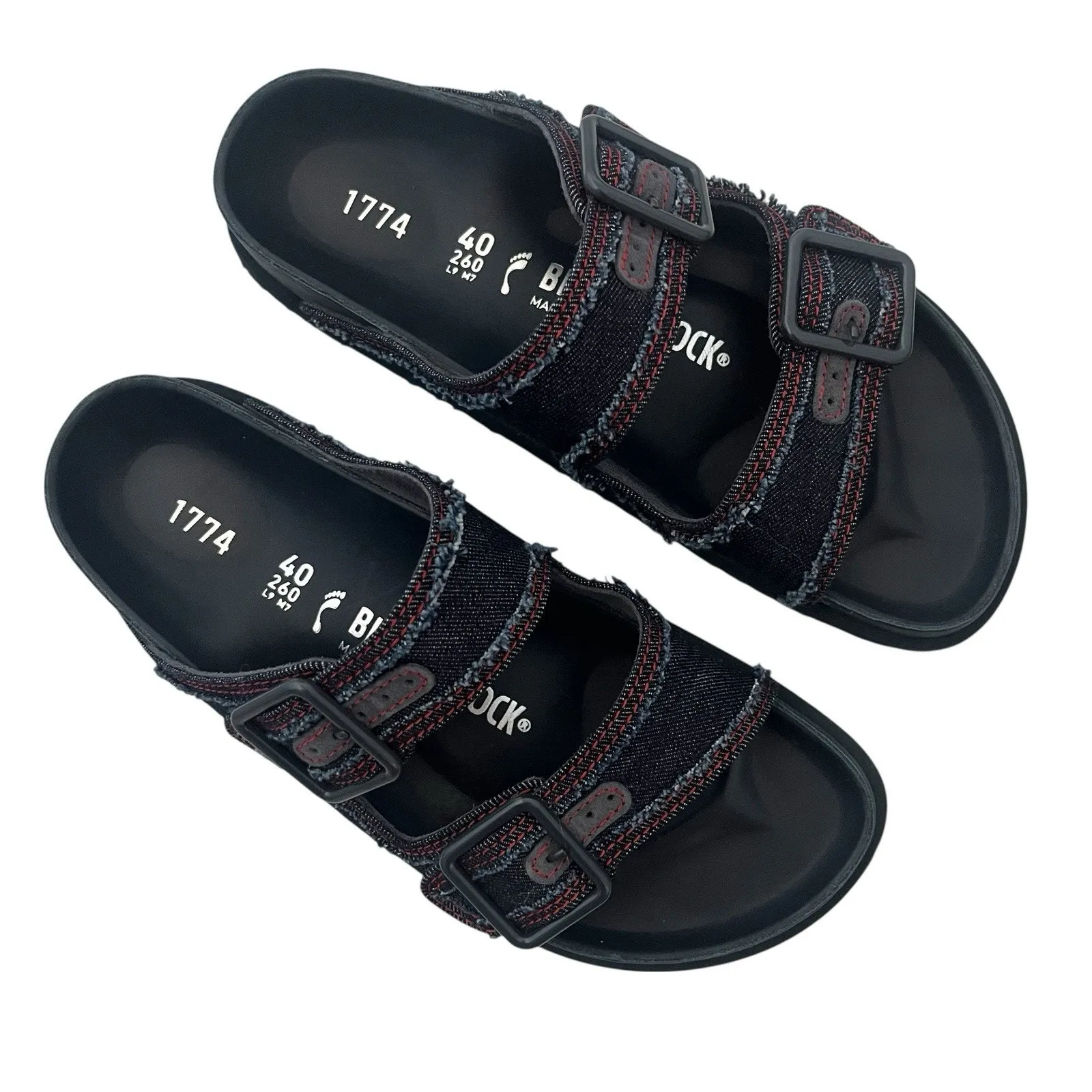 Birkenstock 1774 Arizona Denim Sandals Stone Dark Washed Sz 40 Gorpcore Slide - Image 3