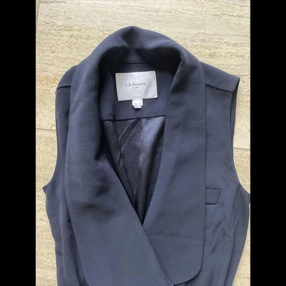 LK Bennett DR KAVALA Blue Sleeveless Military Tuxedo Dress‎ Size 2 - Image 2