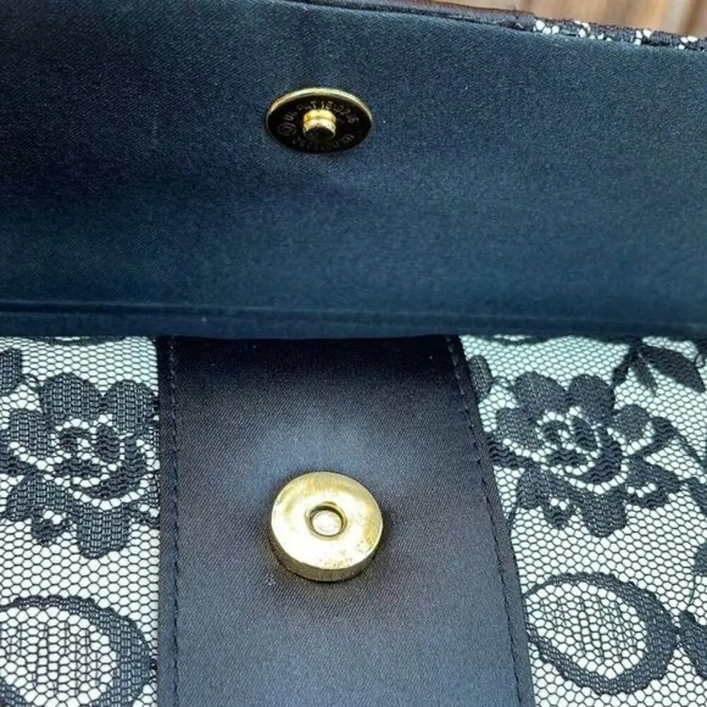 Moda International Elegant Black White Floral Lace Clutch Cocktail Party Bag - Image 10