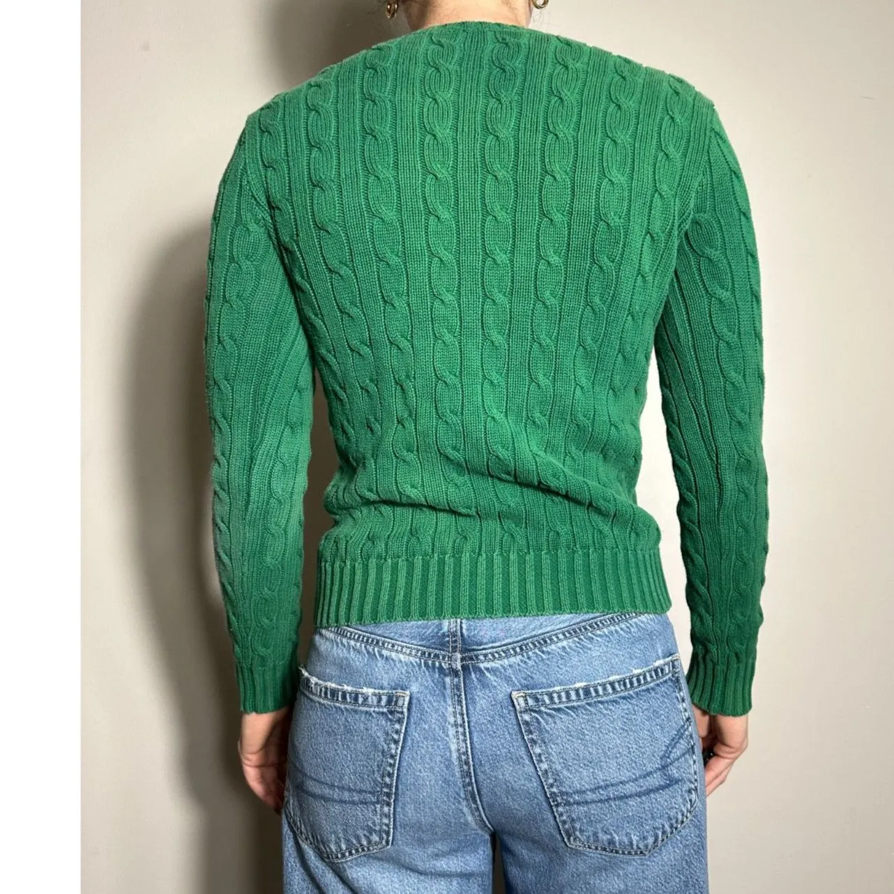 Ralph Lauren Green V Neck Sweater Size Small - Image 2