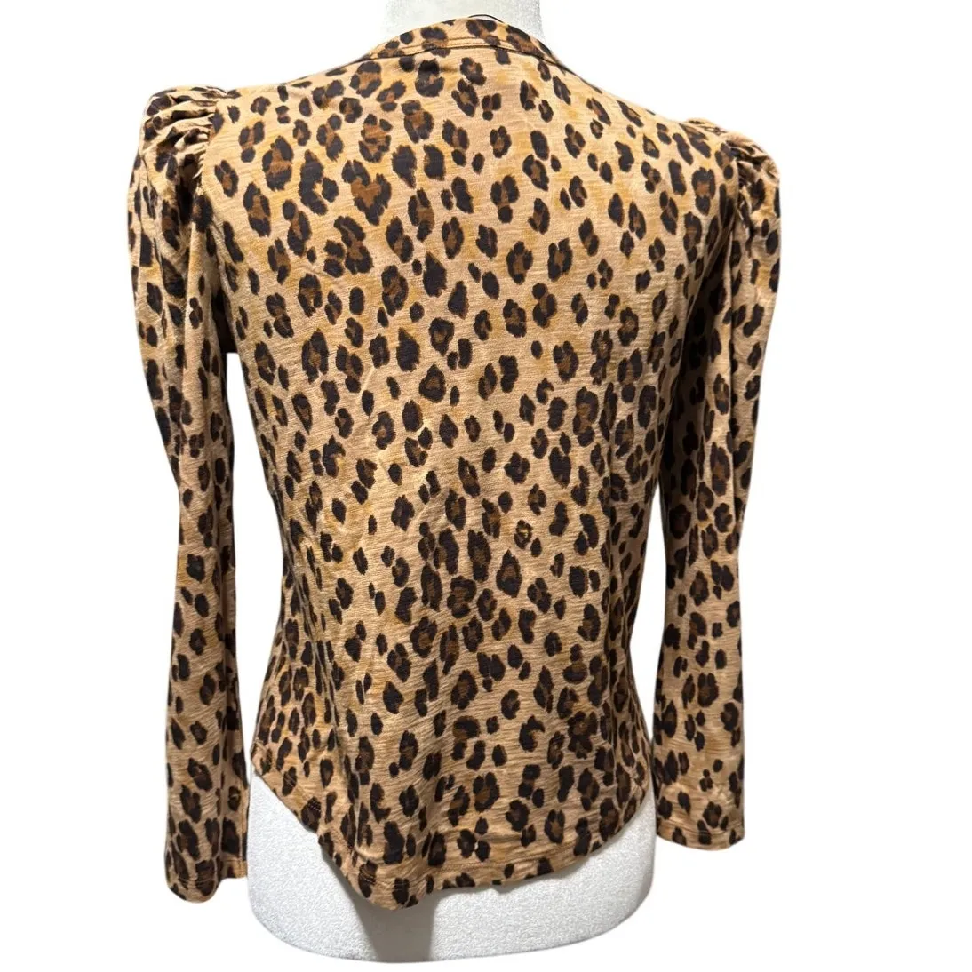 Veronica Beard Jeans Porter Tee Leopard Print Top New With Tags XS Brown - Image 4