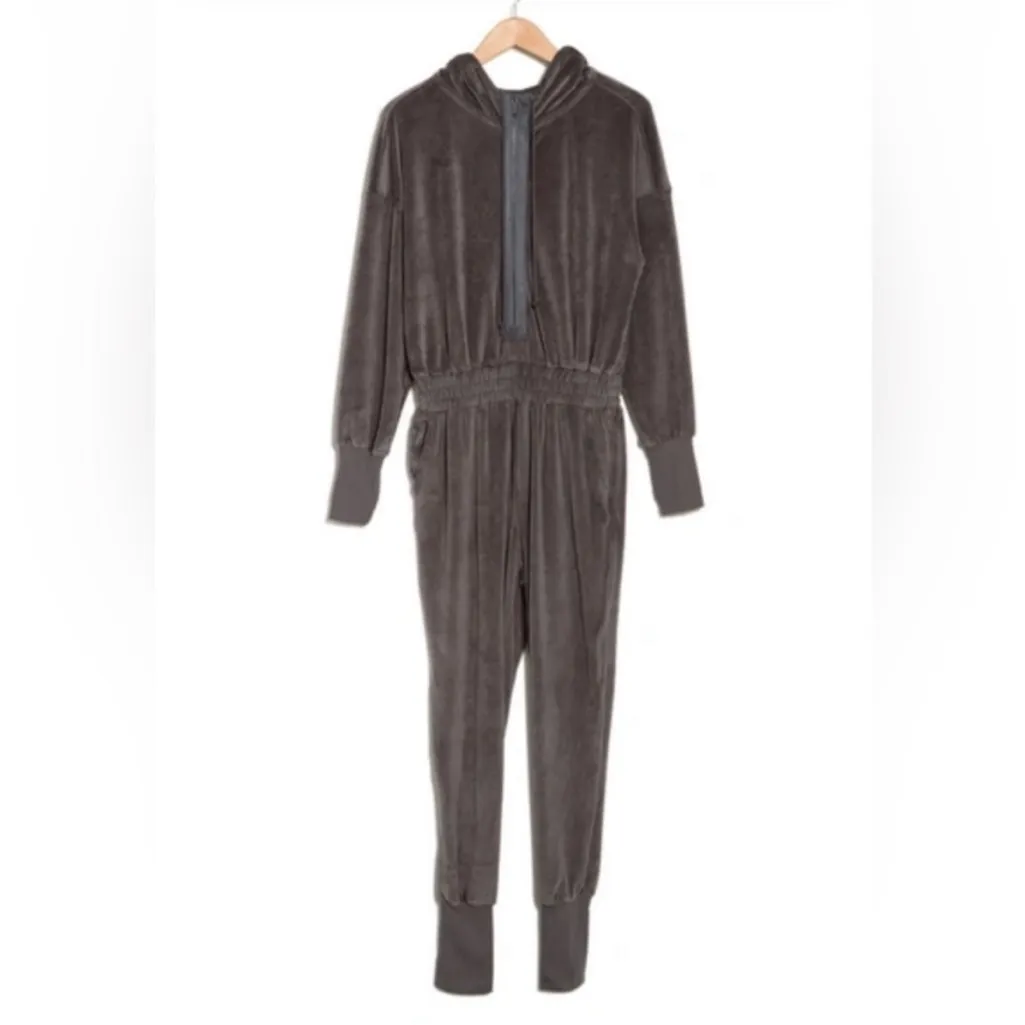 Free People Movement Training Day Velour Jumpsuit Gray - Image 6