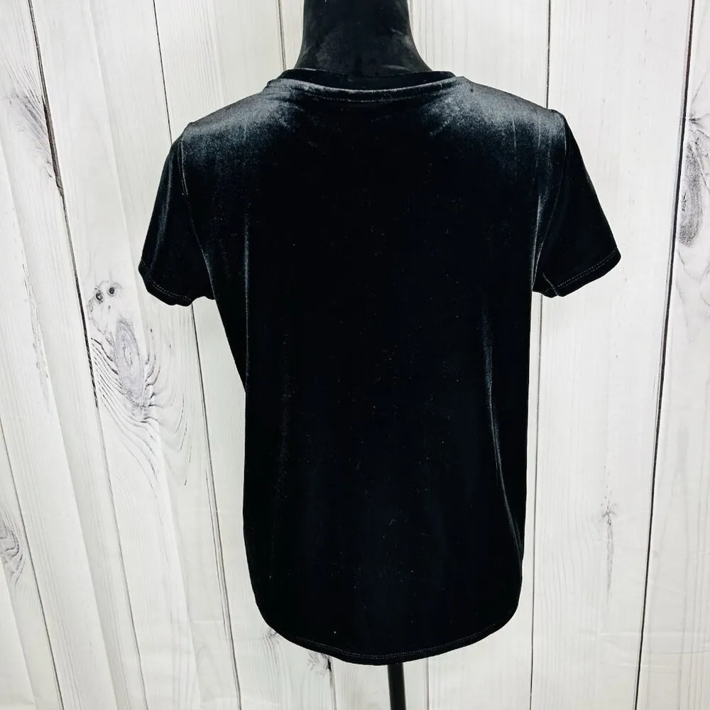 Gap Shirt Womens Size XS Black Velvet Crew Neck Short Sleeve Classic - Image 5