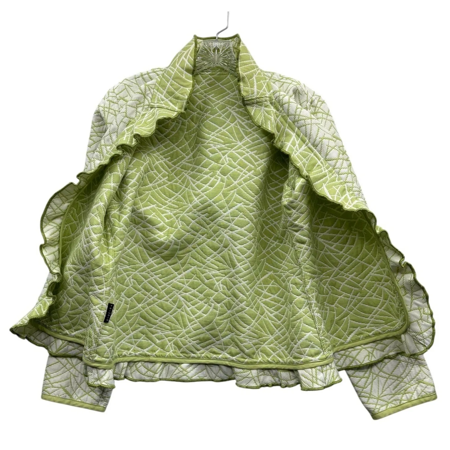 Trimdin Women's Quilted Ruffle Jacket Lightweight Open Front Spring Green Size M Size M - Image 3