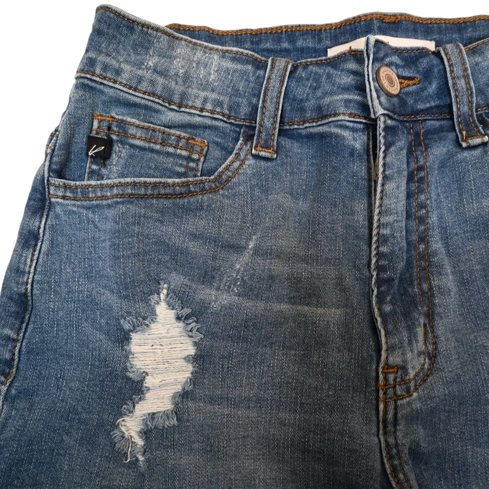 KanCan Womens 5/26 Cuffed Distressed Denim Jean Shorts - Image 3