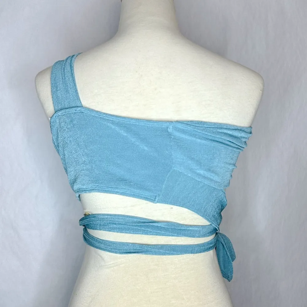 Blue Ambrose Top Asymmetric One Shoulder Wrap Crop Size 2 - Image 5