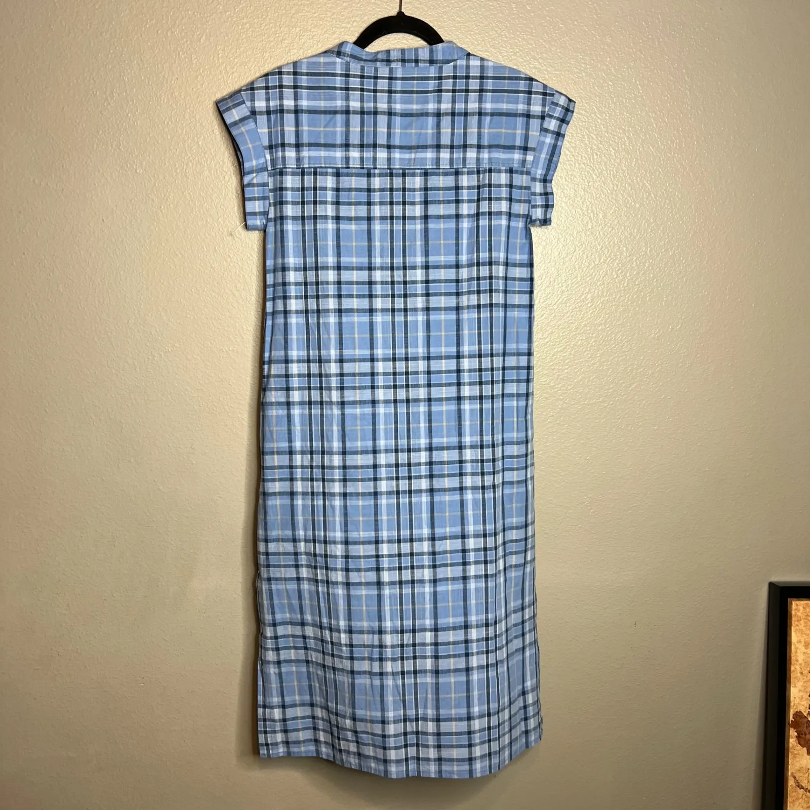 Velvet Heart Plaid Midi Dress Size S Cap Sleeve V-Neck Casual‎ Lagenlook Pockets - Image 8