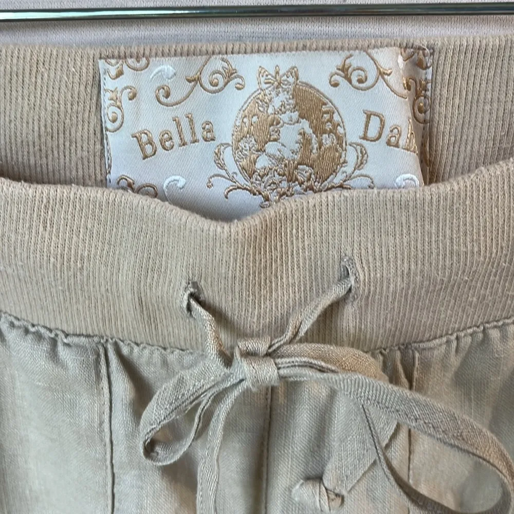 Linen Pants Khaki Elastic Drawstring  Womens XS - Image 2