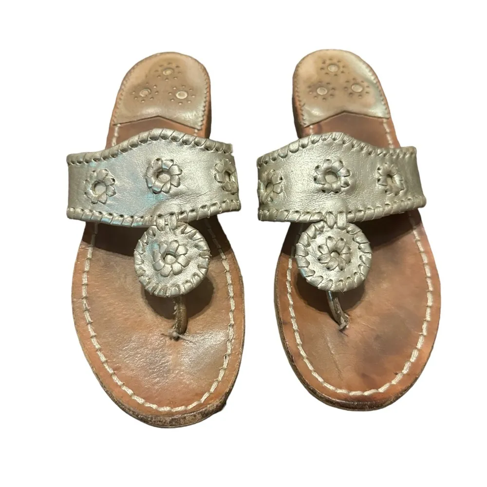Jack Rogers Original Jacks Flat Gold / Platinum Size 6 - Image 2