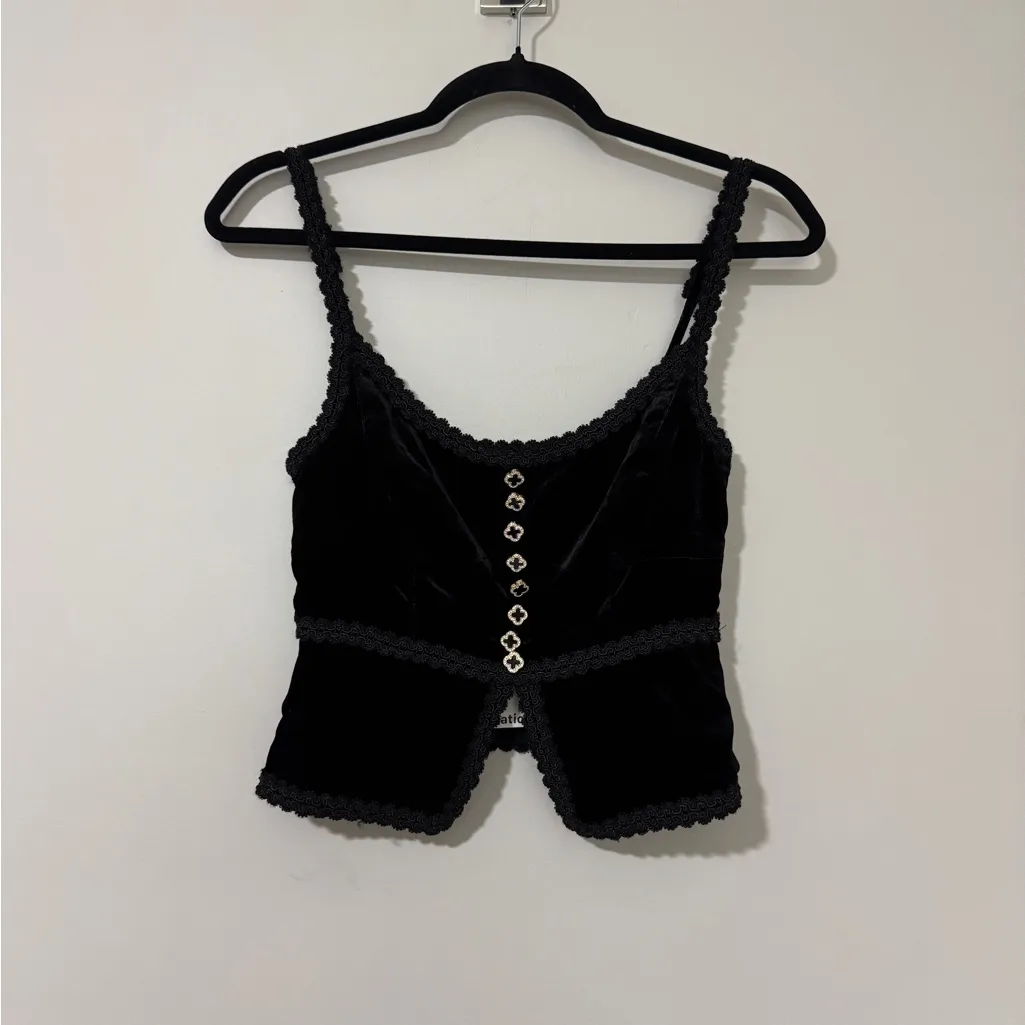 Reformation NWT  Minna Velvet Top Black Size 0 - Image 3