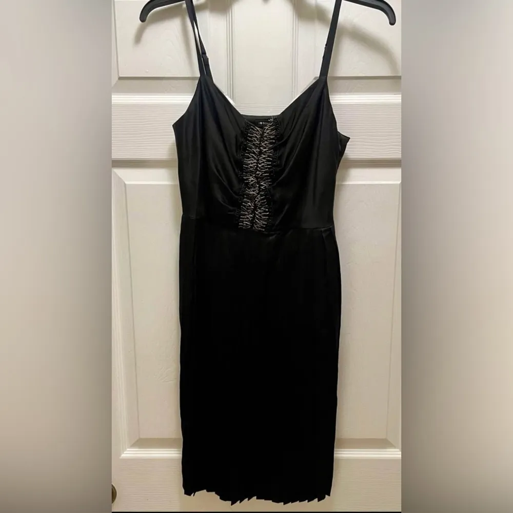 I HEART RONSON Black Spaghetti Strap Beaded Accordian Pleated Dress - XS - NWT - Image 6