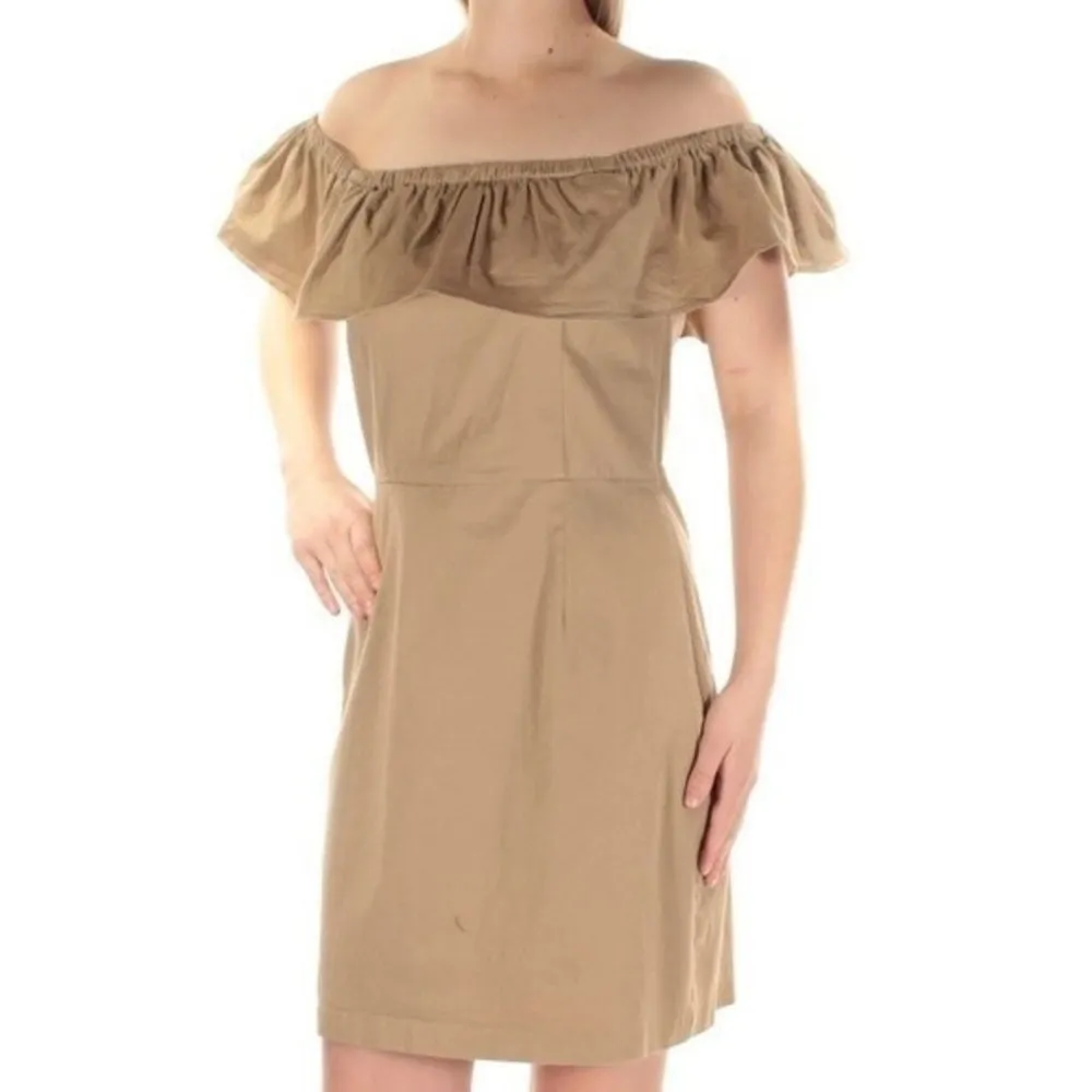 1. STATE Womens Khaki Sleeveless Above The Knee Sheath Dress - Image 79