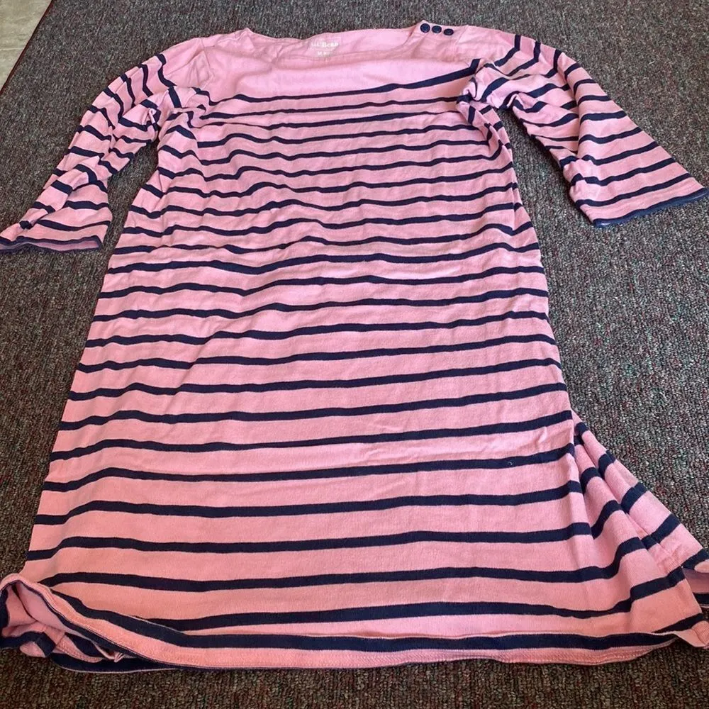 LL bean pink stripe mariners dress M Blue Size M - Image 2