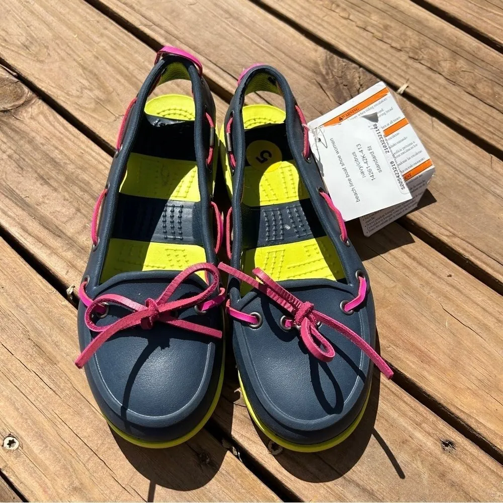 NWT Crocs Women's Beach Line Boat Shoe Navy, size 5 - Image 2
