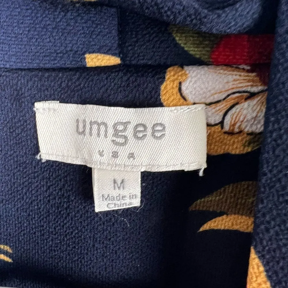 Umgee navy floral kimono medium poppies blue light weight sheer long sleeve - Image 5