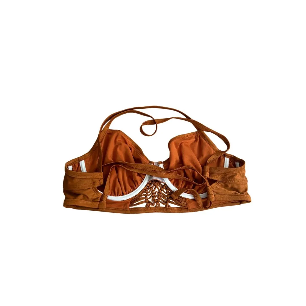 SWIMSUITS FOR ALL Copper Bronze Bikini Woven Top Size 18 Brown - Image 5