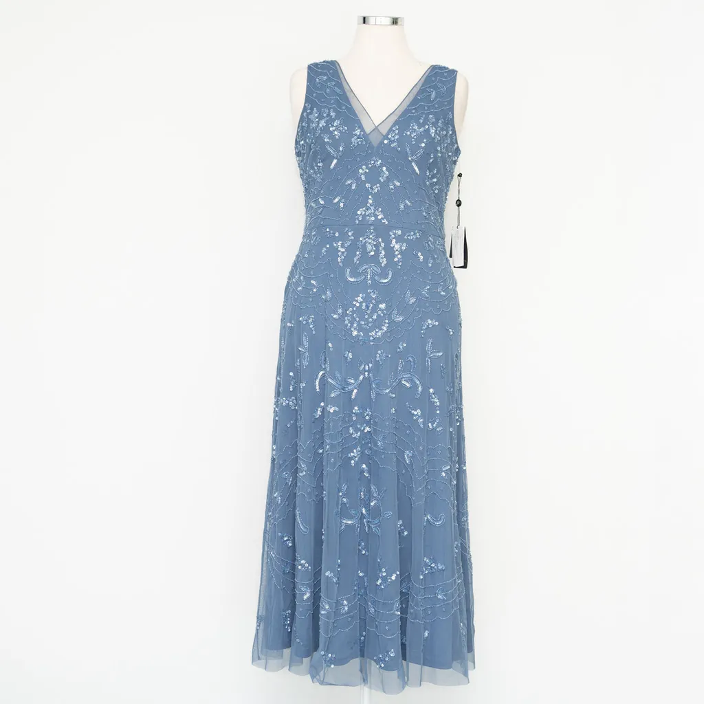 Adrianna Papell Hand-Beaded Ankle-Length Dress in French Blue Size 10 NWT - Image 2