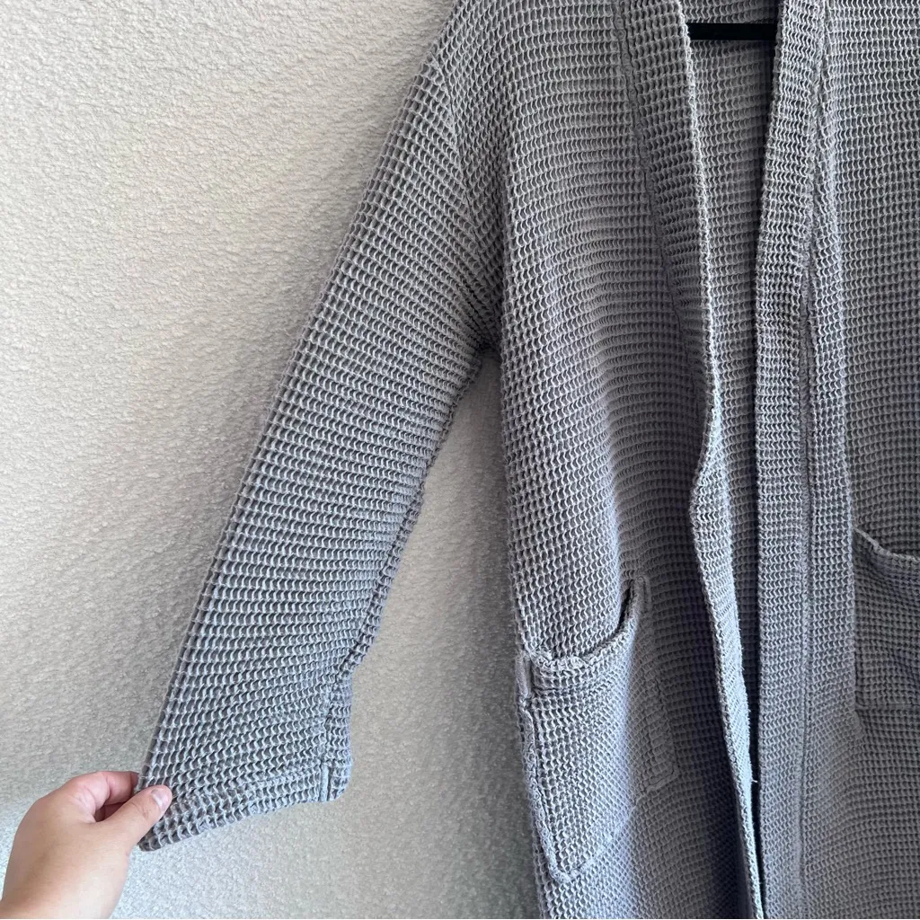 Quince Women’s‎ 100% Organic Cotton Turkish Gray Waffle Robe W/ Tie Size Medium - Image 7