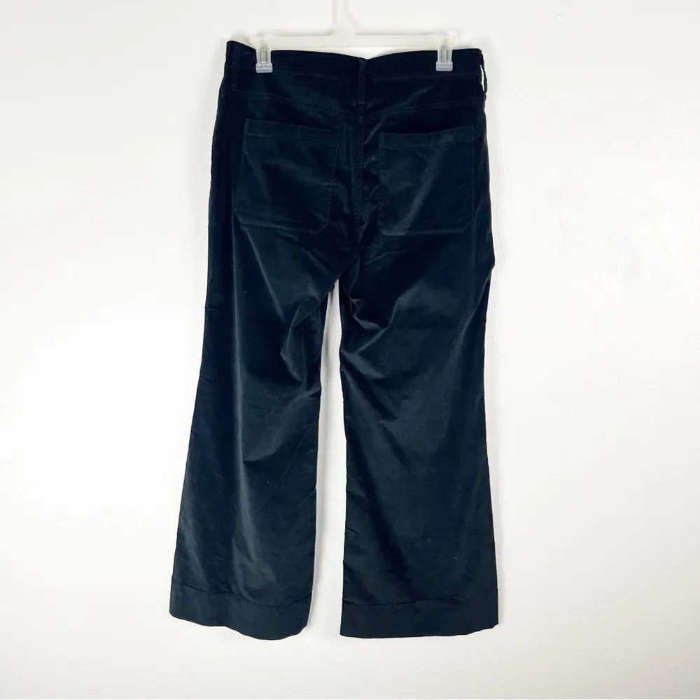 J. CREW Black High Rise Wide Leg Velvet Velour Sailor Trouser Pants, Size 33 - Image 2