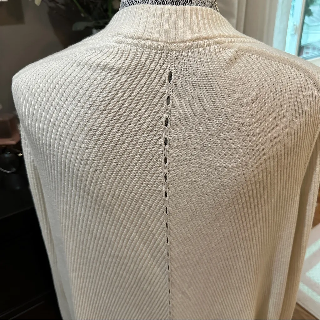 Lululemon Ribbed Wrap It Up Cardigan Sweater Beige Open Front Longline Size 12 Size L - Image 8