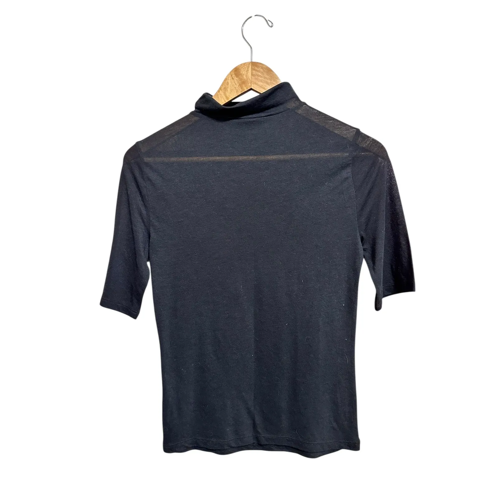 Abercrombie & Fitch women's Black Sheer Mock Neck basic Top Size Small - Image 4