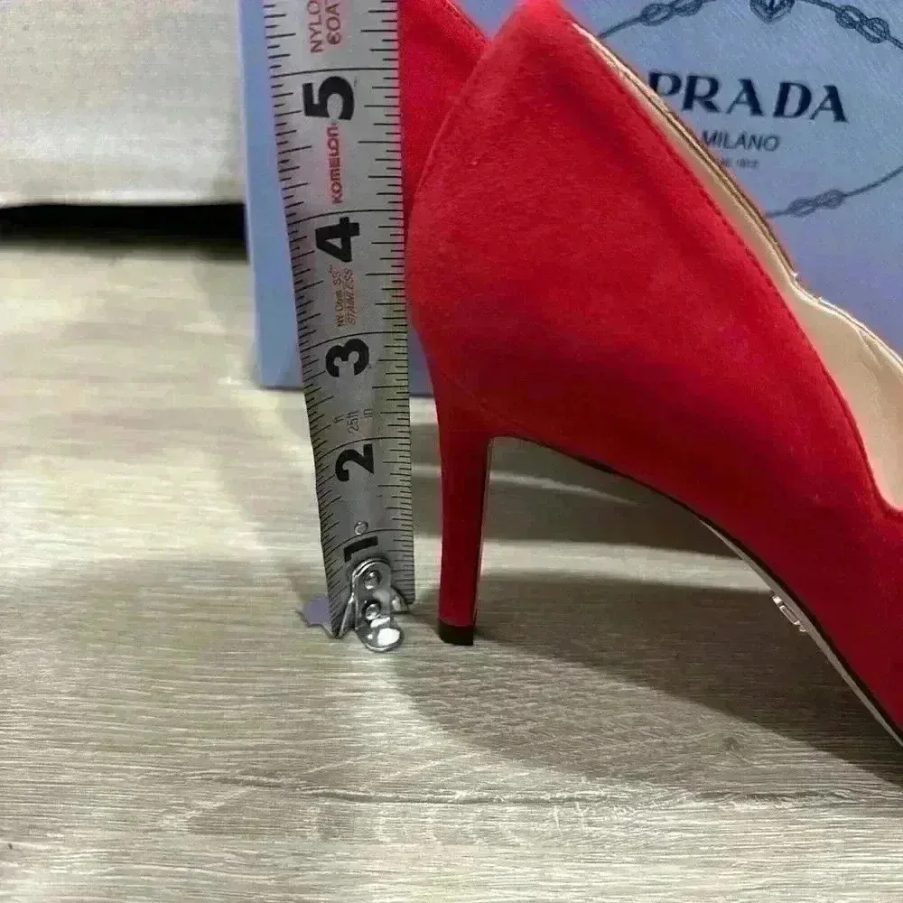 Prada  red Suede pointy Heels - Image 4