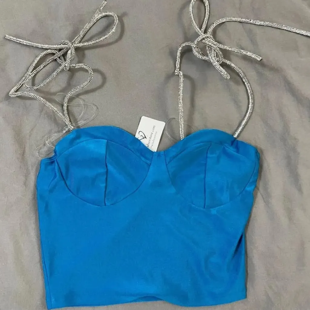 NWT-Windsor rhinestone tie strap bustier top - Image 2