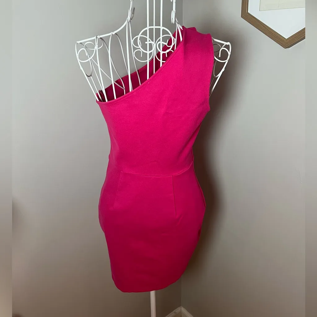Superdown Revolve Nava Asymmetrical Mini Dress in Hot Pink Sz Small Homecoming - Image 5