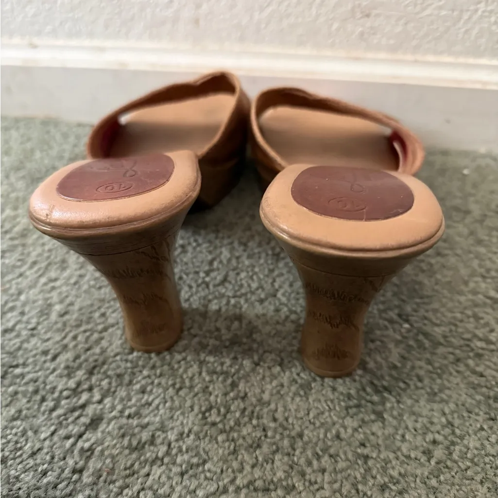 Women’s FIONI Brown sandal heels size 10 leather shoes slip on - Image 6