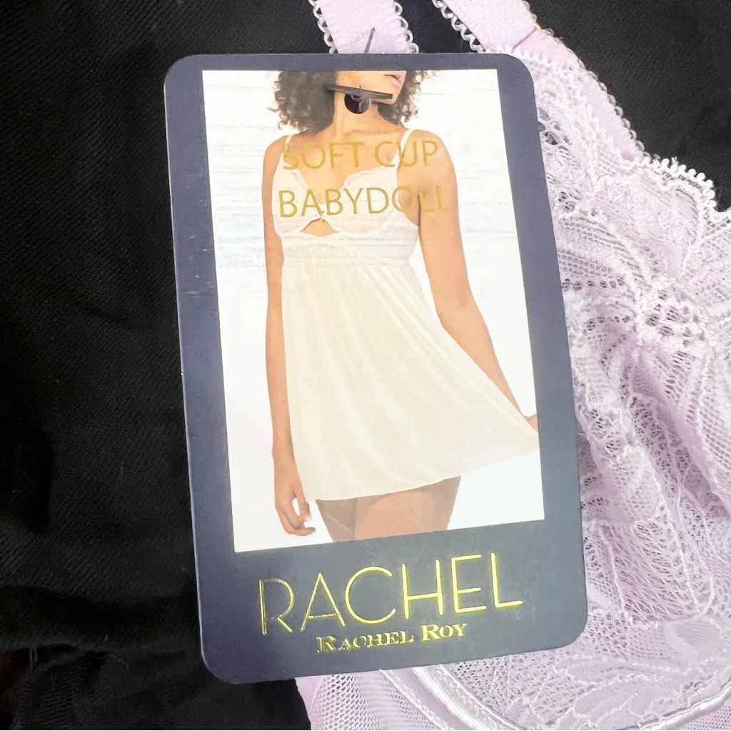 NWT Rachel Roy Lavender Lace Soft Cup Babydoll Chemise Lingerie Set Size XL Purple - Image 13