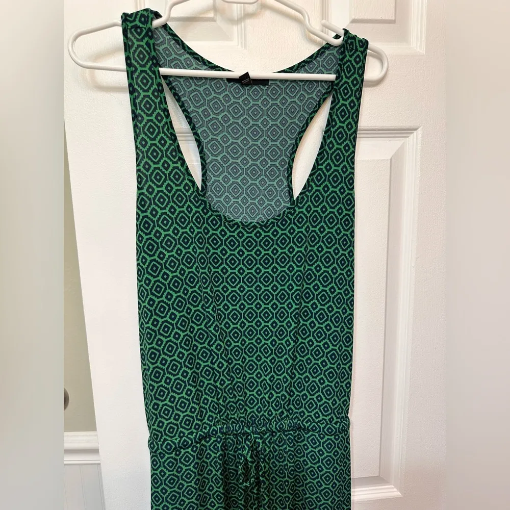 Banana Republic Jersey Green Navy Pattern Sleeveless Maxi Dress NWOT - Image 3