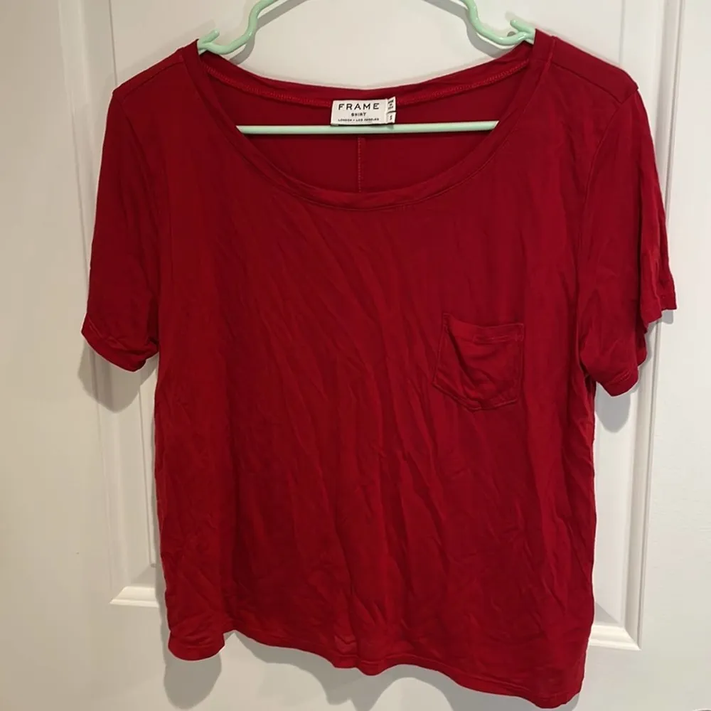 FRAME denim red crop top shirt small - Image 3