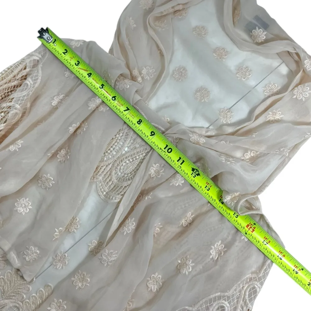 Raj Silk Floral Embroidered Lace Sleeveless Duster Size undefined - Image 9