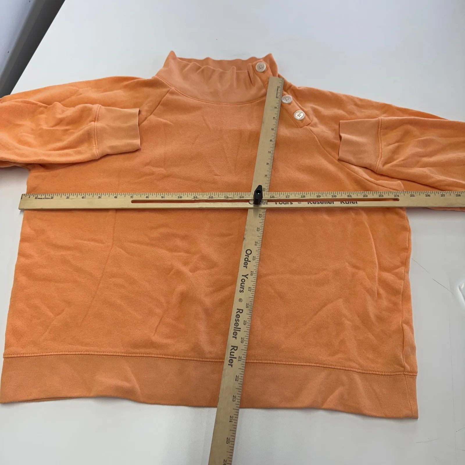 J.Crew Sweater Womens‎ X Large Orange Wide Button Collar Sweatshirt Cloudspun - Image 6