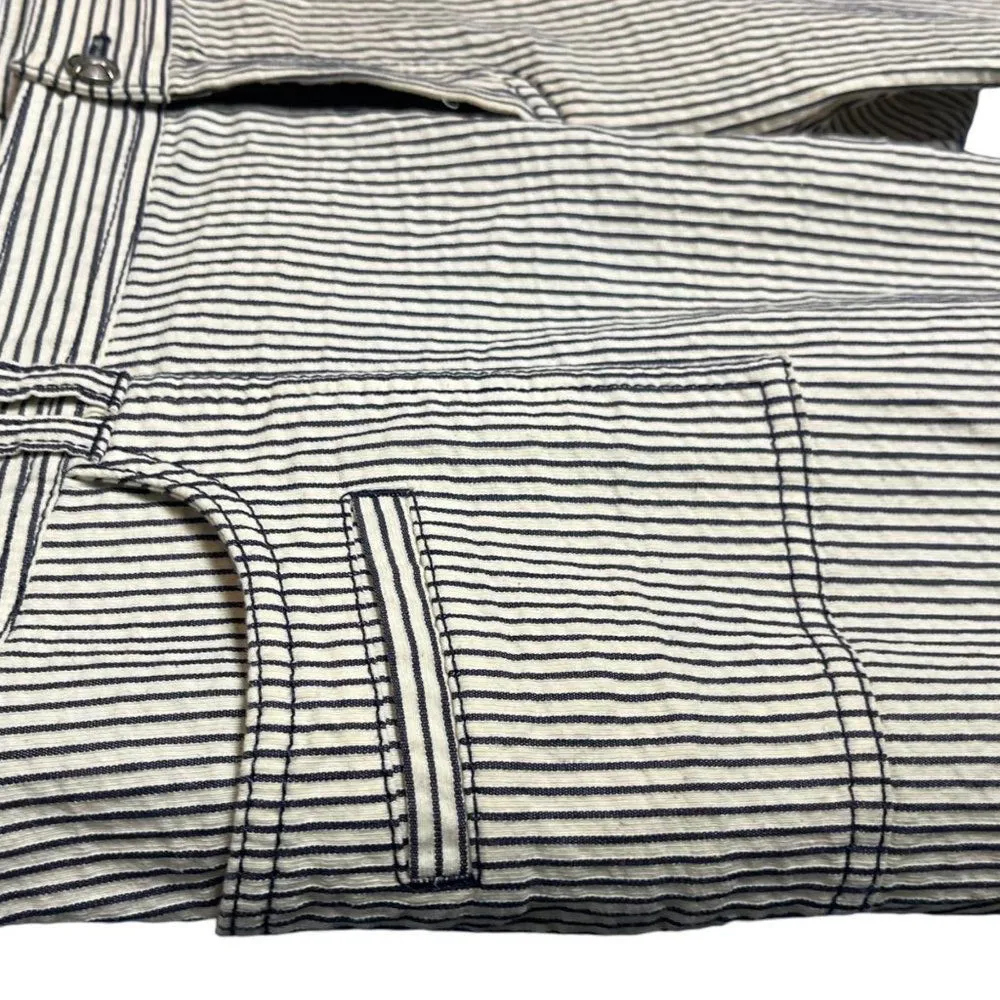 Hugo Boss Orange Women's 36x29 Pin Stripe Zip Ankle Pants Blue White Slim Fit‎ - Image 2