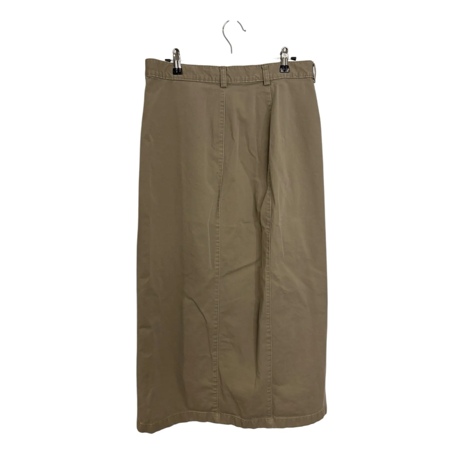 Ruff Hewn Skirt Womens 14 Button Front Midi Khaki Tan Cotton Vintage Made in USA - Image 2