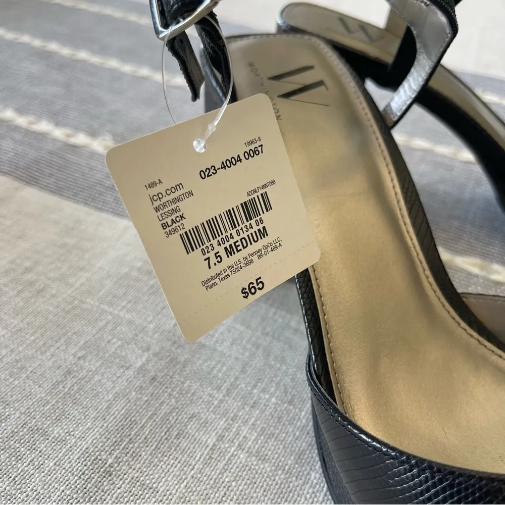 NWT Worthington Lessing Block Heel Sandals Square Toe Black Size 7.5 - Image 3