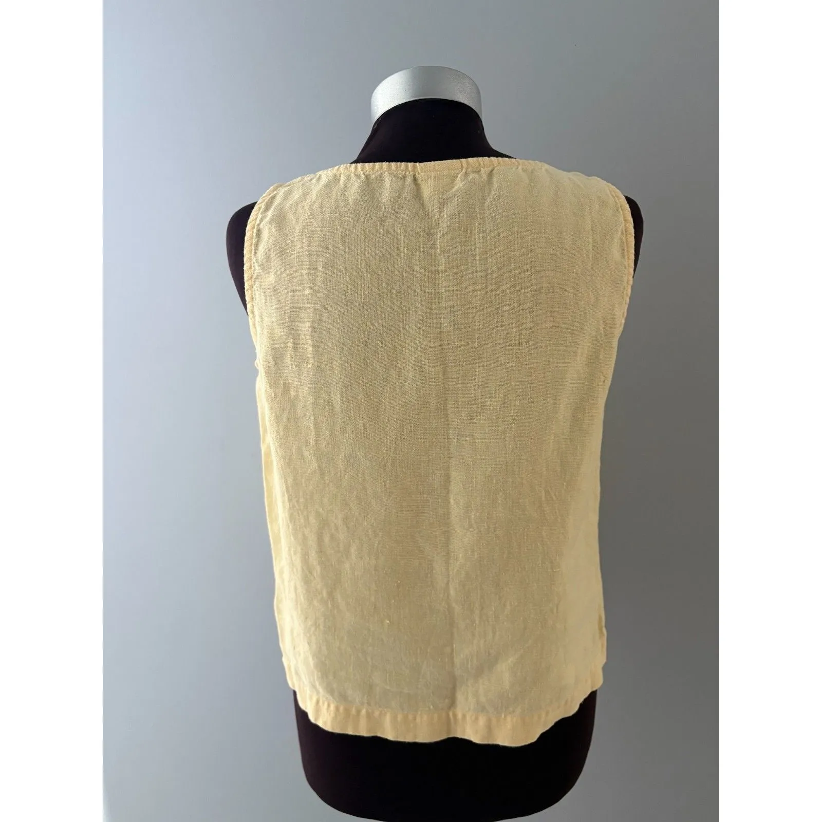 Eileen Fisher Womens Yellow Linen Cropped Tank Top Boxy Lagenlook Coastal - Image 5