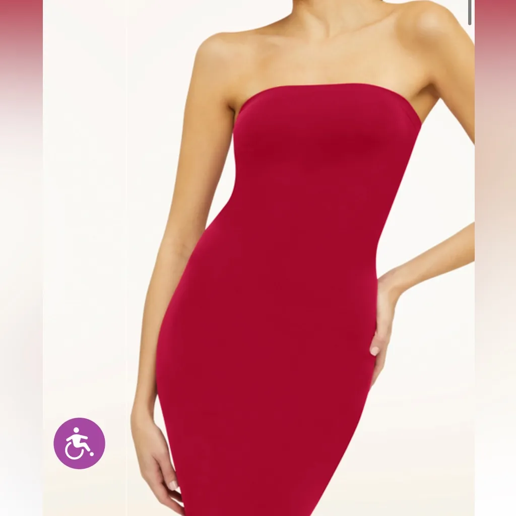 Wolford Fatal Dress in Cranberry Red Strapless Maxi Size XS - Image 3