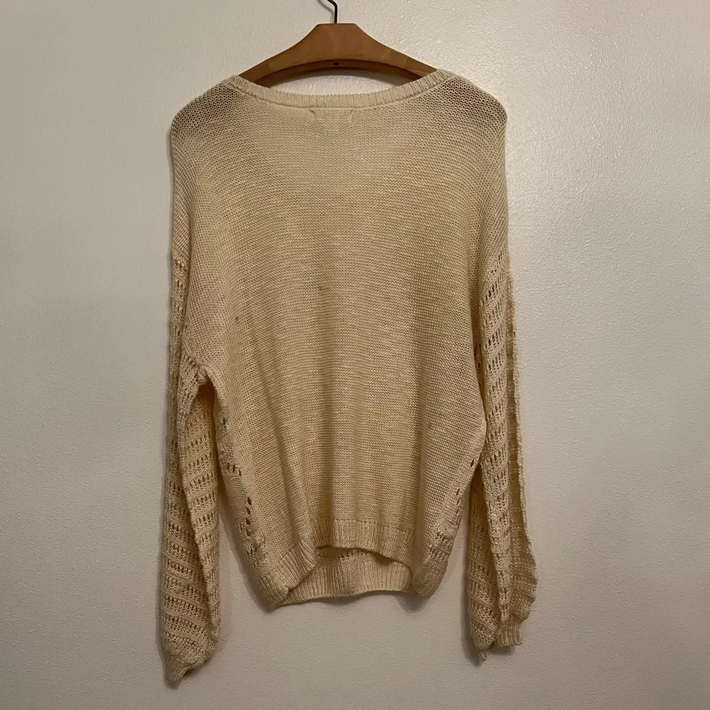 Blue Pepper Cream Knit Low Neck Sweater - Image 3