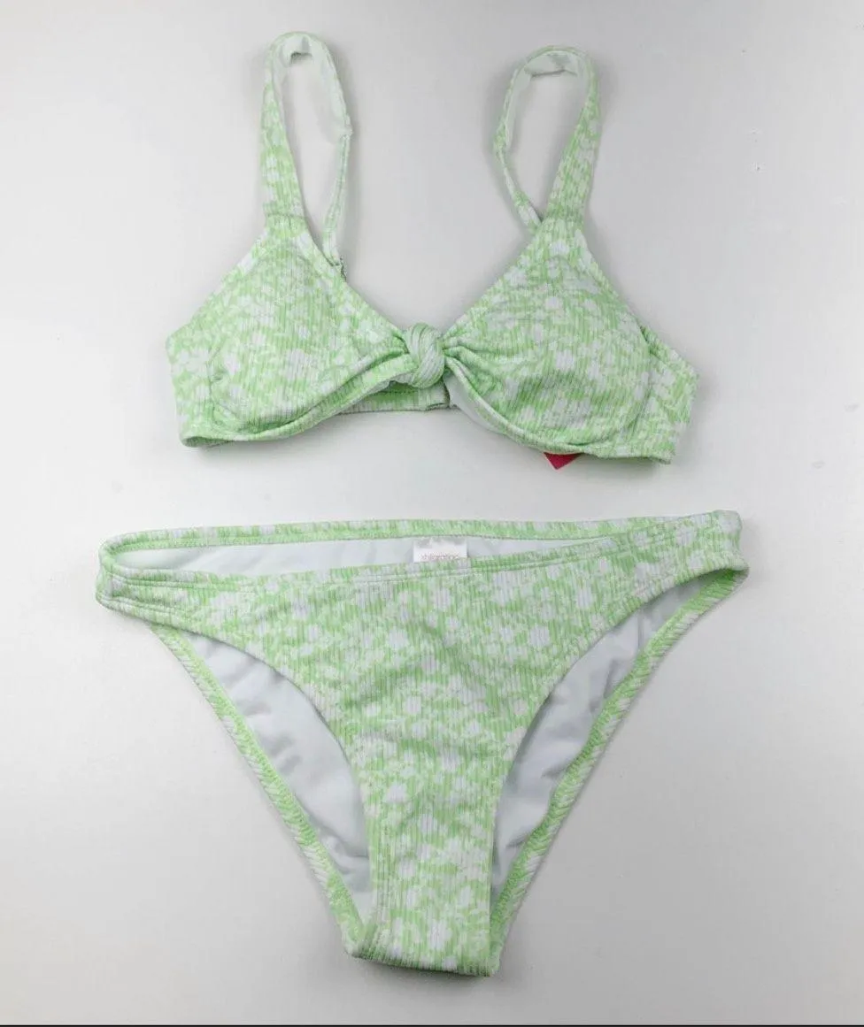 Lime Green Floral Bikini Set - Image 2