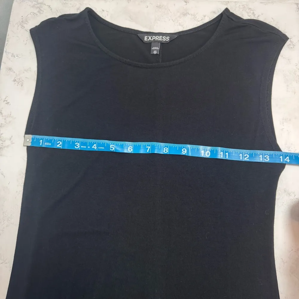 Women's Express T-Shirt Tank Dress XS Black Sleeveless High Low Hem - Image 5