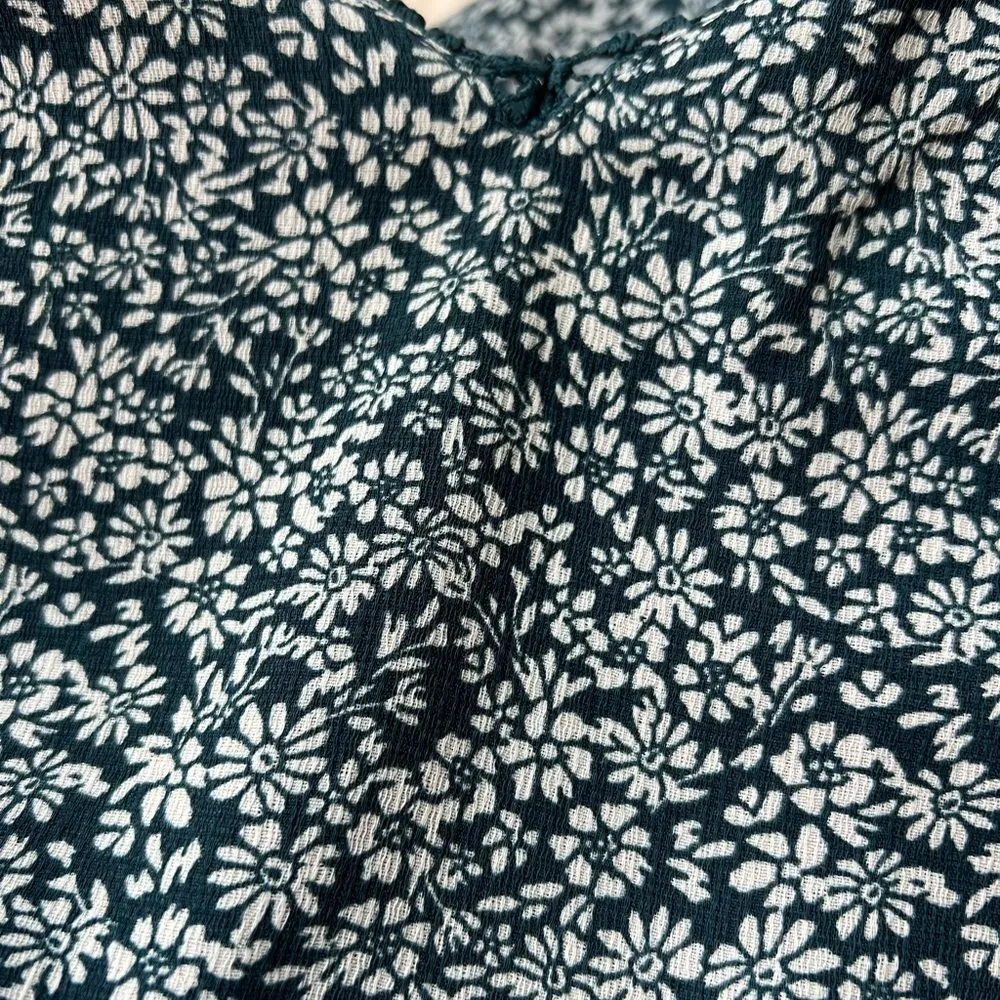 Blue Rain Floral Bell Sleeve Romper - Image 5