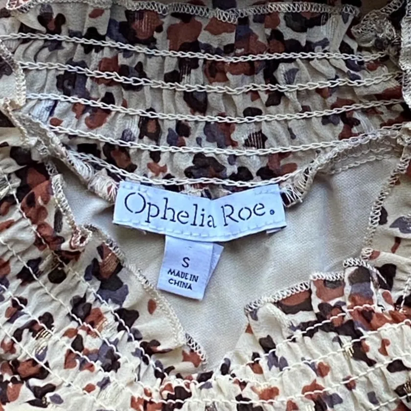 OPHELIA ROE Cheetah Boho Funnel Neck Animal Print Bohemian Blouse Top ~ SMALL - Image 7